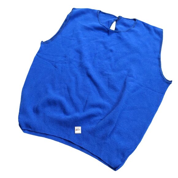 Vintage 1940s-1960s Bright Blue Sleeveless Knit Crewneck Sweater Vest Top Sz XXS - Picture 3 of 6